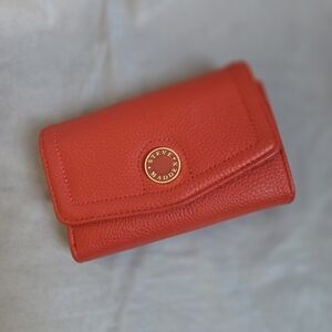 Steve Madden Orange Pebbled Leather Trifold Wallet with Gold Logo